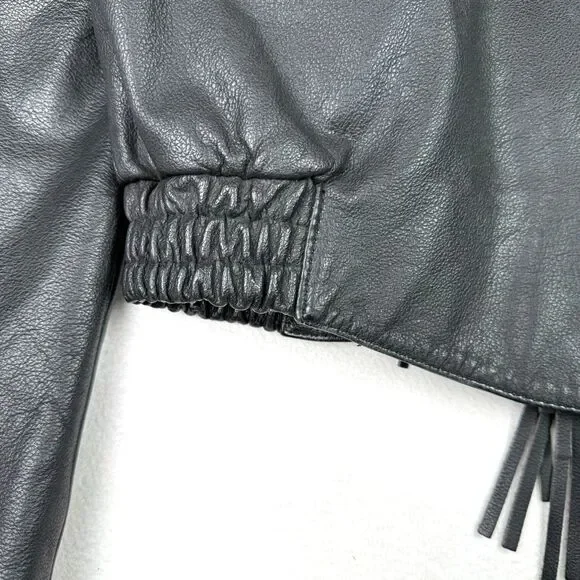 Vintage Bermans Street Legal Black Leather Fringe Motorcycle Jacket Women’s 14 - Picture 13 of 14
